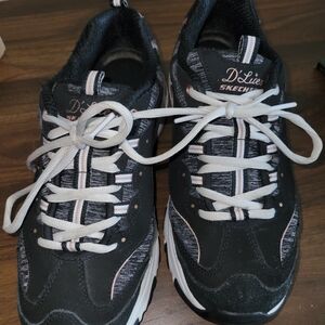 Skechers D'Lites Black/Rose Gold Sneakers
